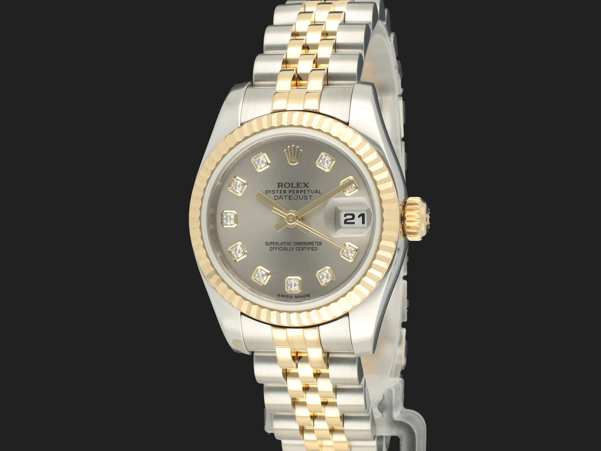 Rolex Lady-Datejust 26 Gold/Steel Silver Diamond Dial 179173  (1)