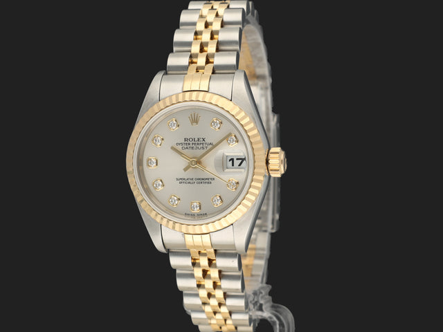 Rolex Lady-Datejust 26 Gold/Steel Silver Diamond Dial