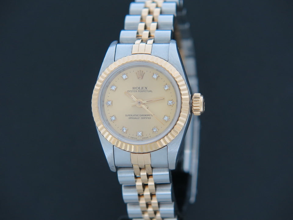 Rolex Oyster Perpetual Lady Champagne Diamond Dial 67193 (1)