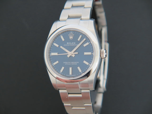 Rolex Oyster Perpetual 34 Blue Dial 124200 NEW FULL STICKERS