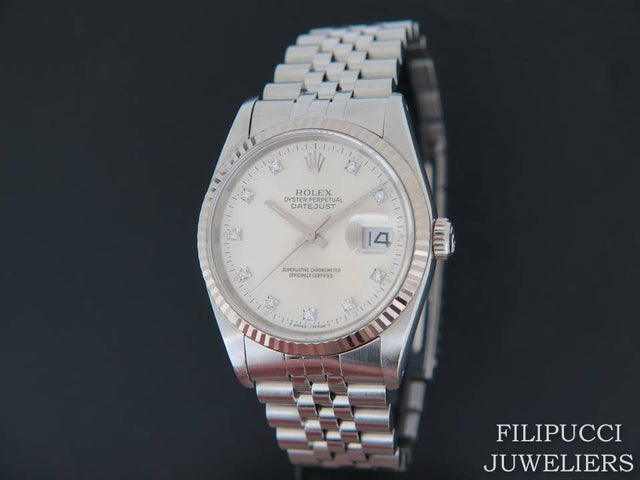 Rolex Datejust Silver Diamond Dial