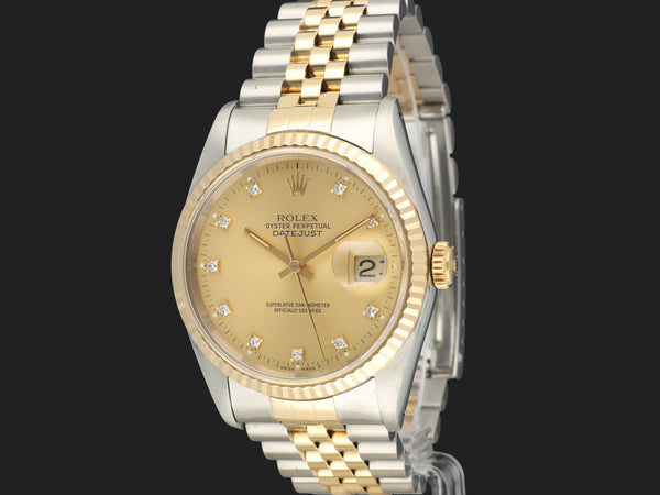 Rolex Datejust 36 Gold/Steel Champagne Diamond Dial