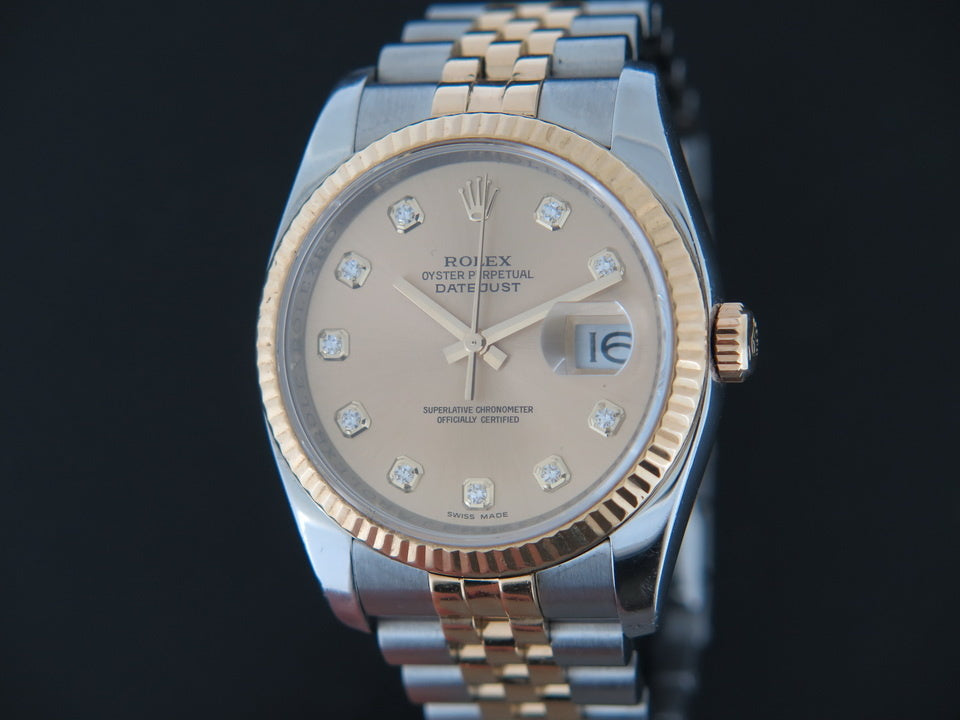 Rolex Datejust Gold/Steel Champagne Diamond Dial 116233 (1)