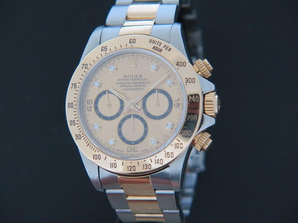 Rolex Daytona Gold/Steel Champagne Diamond Dial 16523 (1)