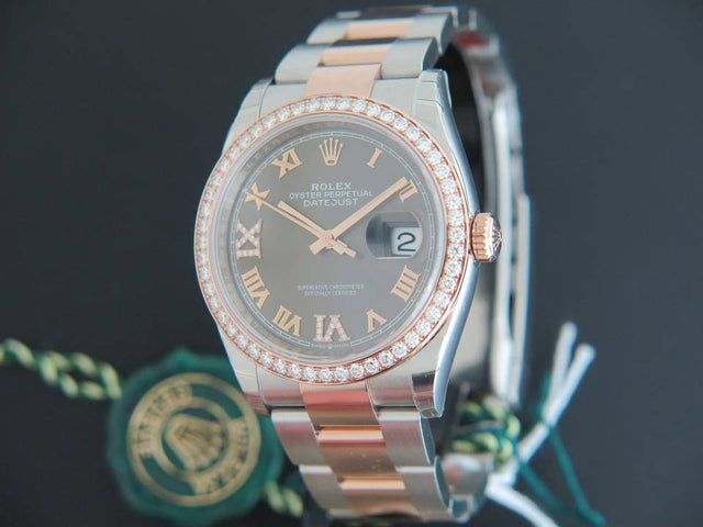 Rolex Datejust NEW Everose/Steel Dark Rhodium Diamond Dial