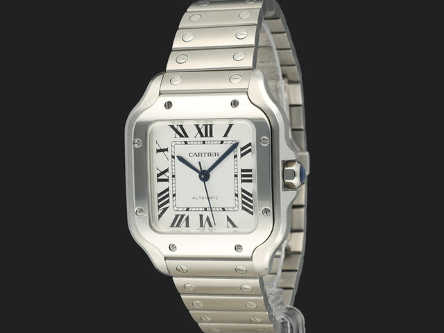 Cartier Santos Medium Silver Roman Dial WSSA0029 NEW