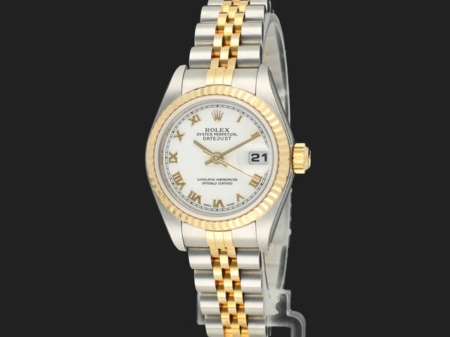 Rolex Lady-Datejust 26 Gold/Steel White Roman Dial