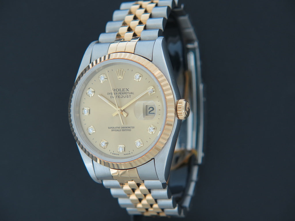 Rolex Datejust Gold/Steel 16233 Champagne Diamond Dial (1)
