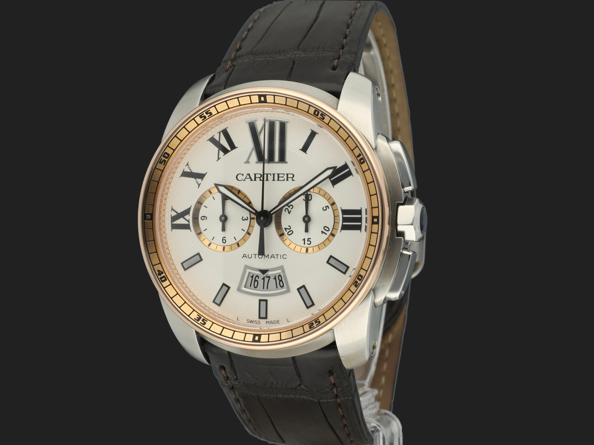 Cartier Calibre De Cartier Chronograph Rose Gold/Steel W7100043 (1)