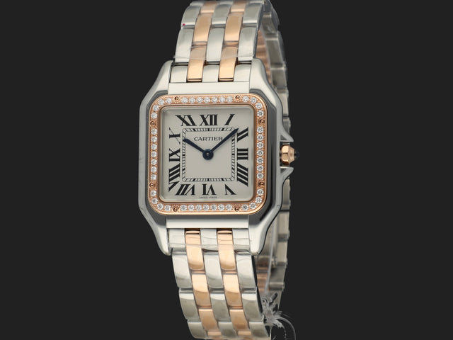 Cartier Panthere MM Rose Gold / Steel Diamond Bezel NEW