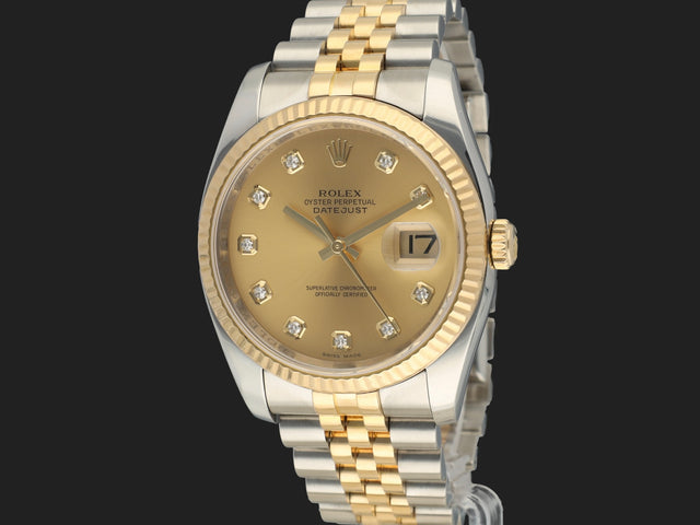 Rolex Datejust Gold/Steel Champagne Diamond Dial