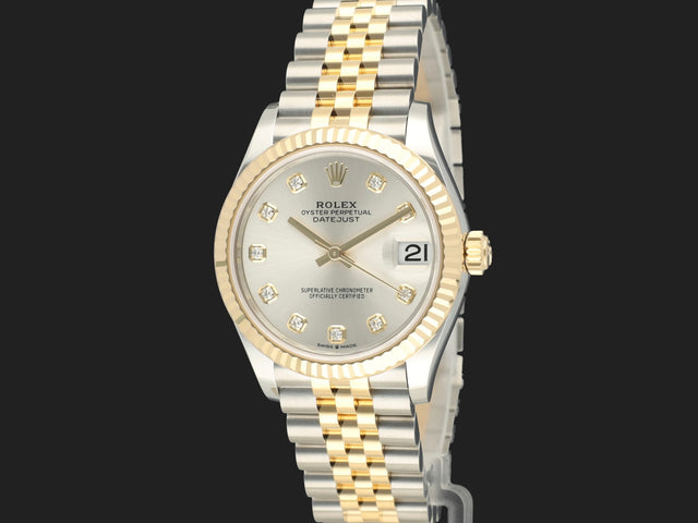 Rolex Datejust 31 Gold/Steel Silver Diamond Dial 278273 NEW