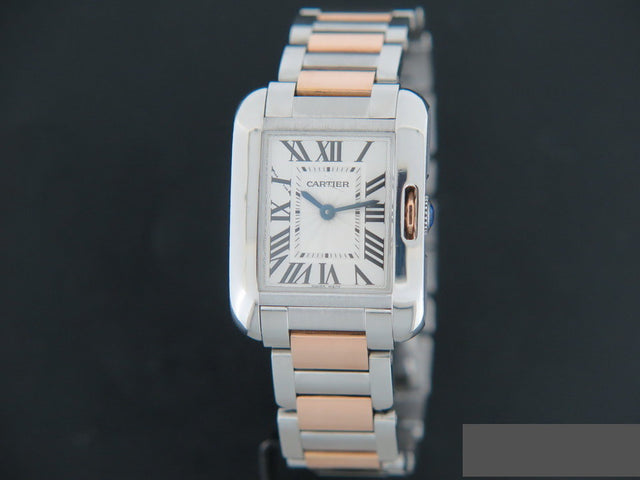 Cartier Tank Anglaise Rosegold/Steel Silver Dial