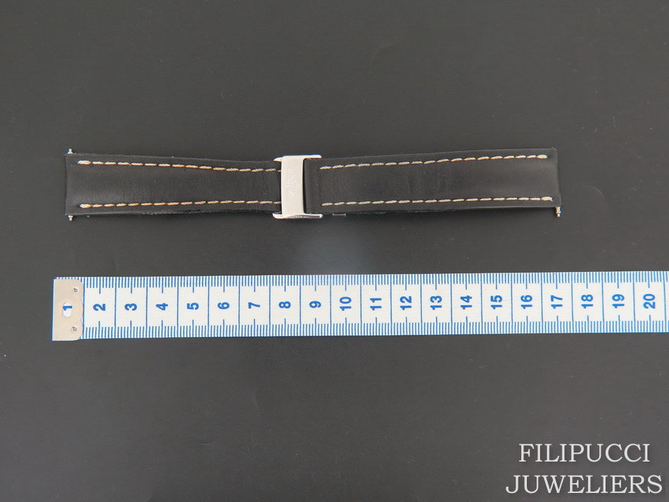 Breitling Black Leather Strap 20-18 mm with folding clasp (1)