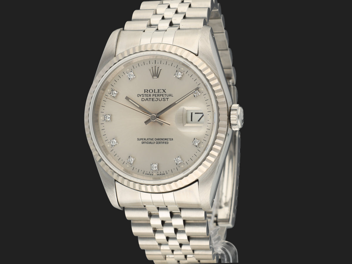 Rolex Datejust 36 Silver Diamond Dial 16234 (1)