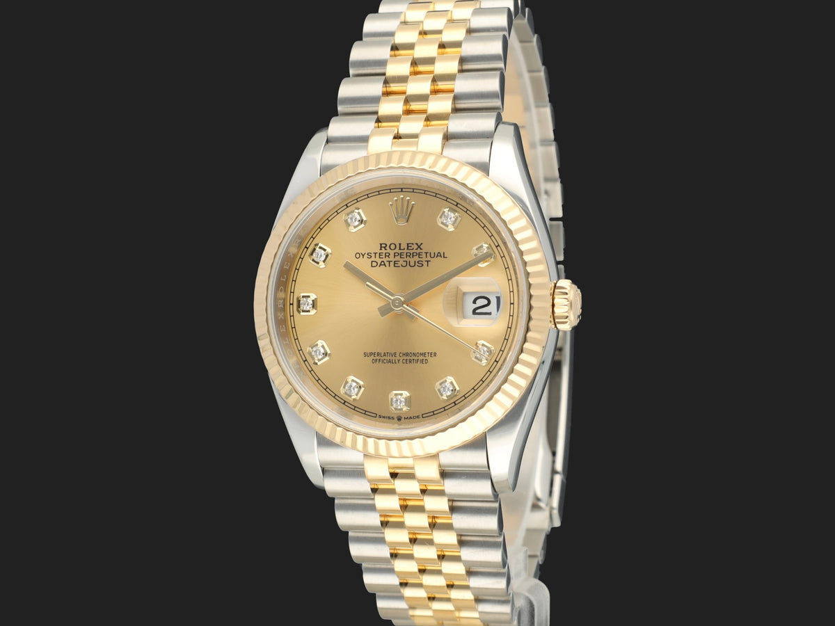 Rolex Datejust 36 Gold/Steel Champagne Diamond Dial 126233  (1)