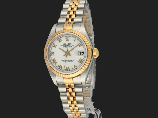 Rolex Lady-Datejust 26 Gold/Steel White Roman Dial
