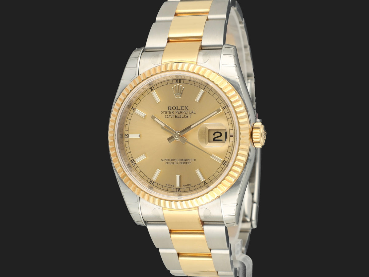 Rolex Datejust 36 Gold/Steel Champagne Dial 116233 NOS FULL STICKERS (1)