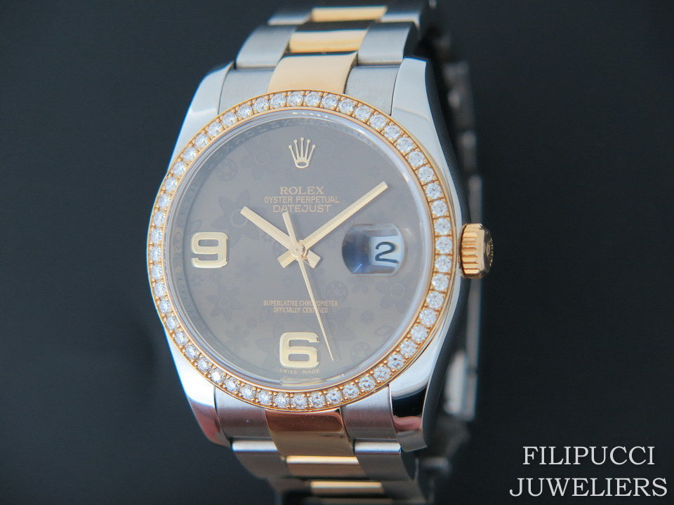 Rolex Datejust Choco Flower Dial with Diamond Bezel  116243  (1)