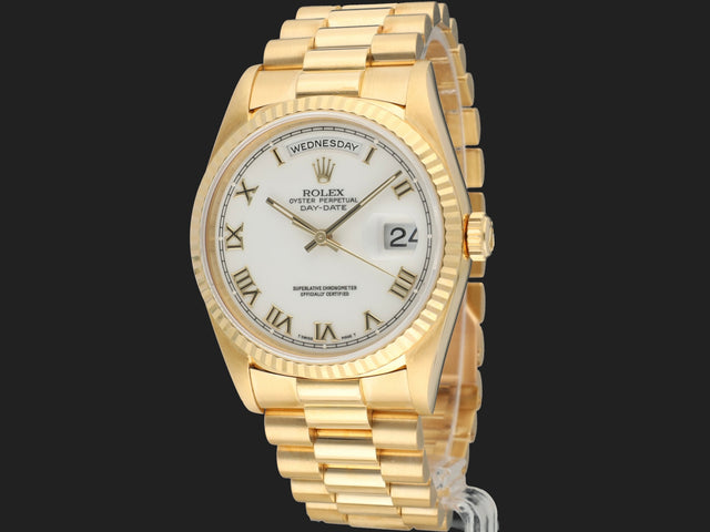 Rolex Day-Date 36 Yellow Gold White Porcelain Dial