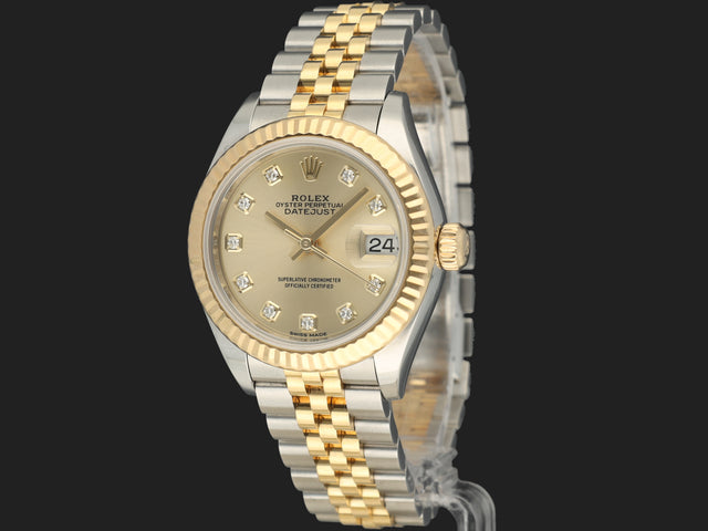 Rolex Lady-Datejust 28 Gold/Steel Champagne Diamond Dial