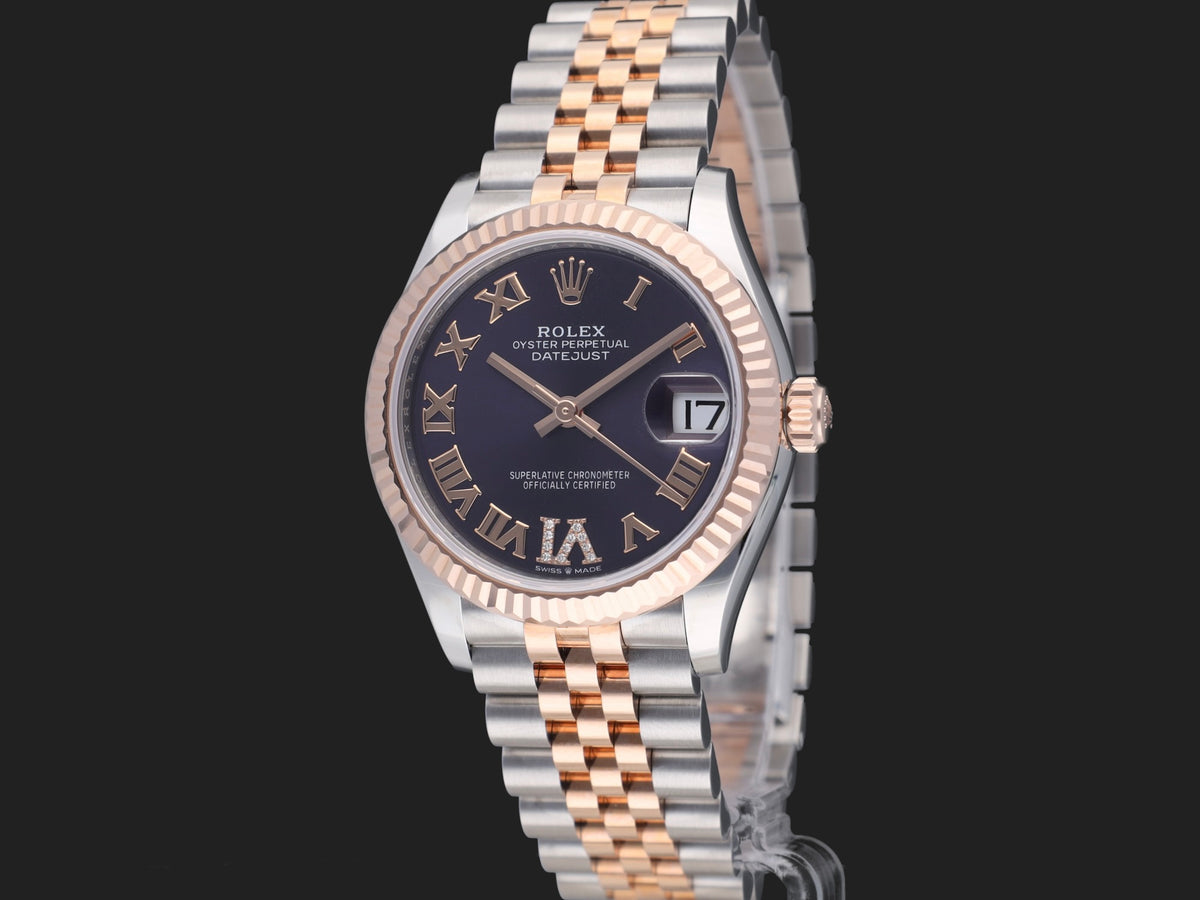 Rolex Datejust 31 Everose/Steel Aubergine Diamond Dial NEW 278271 (1)